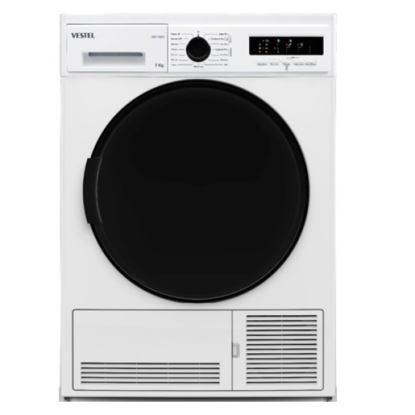 Shop Vestel 7KG Capacity, 15 Program Condenser Dryer, White TDC 7GP2 in Kuwait Kokonano
